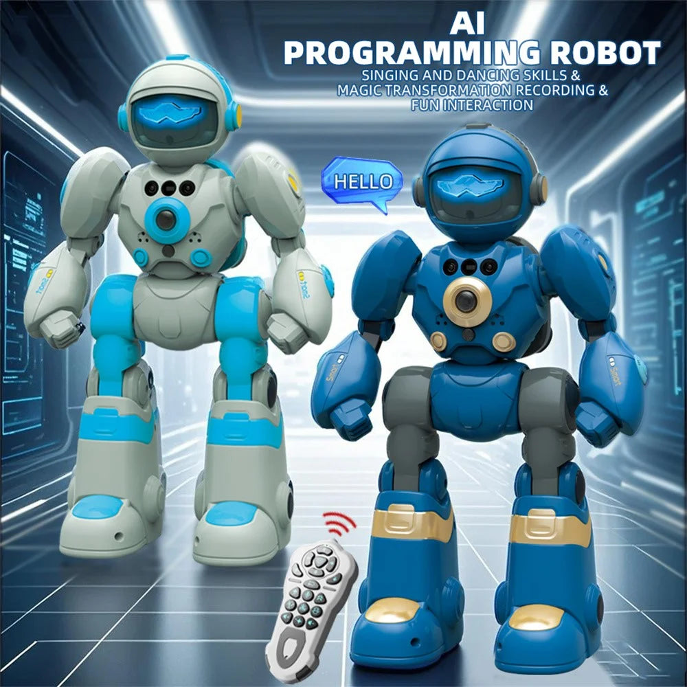 BG1545 AI Voice Control Robot for Kids Remote Control Programmable Gesture Sensing Dancing Light Sound Interactive Educational Toy - Blue - 3