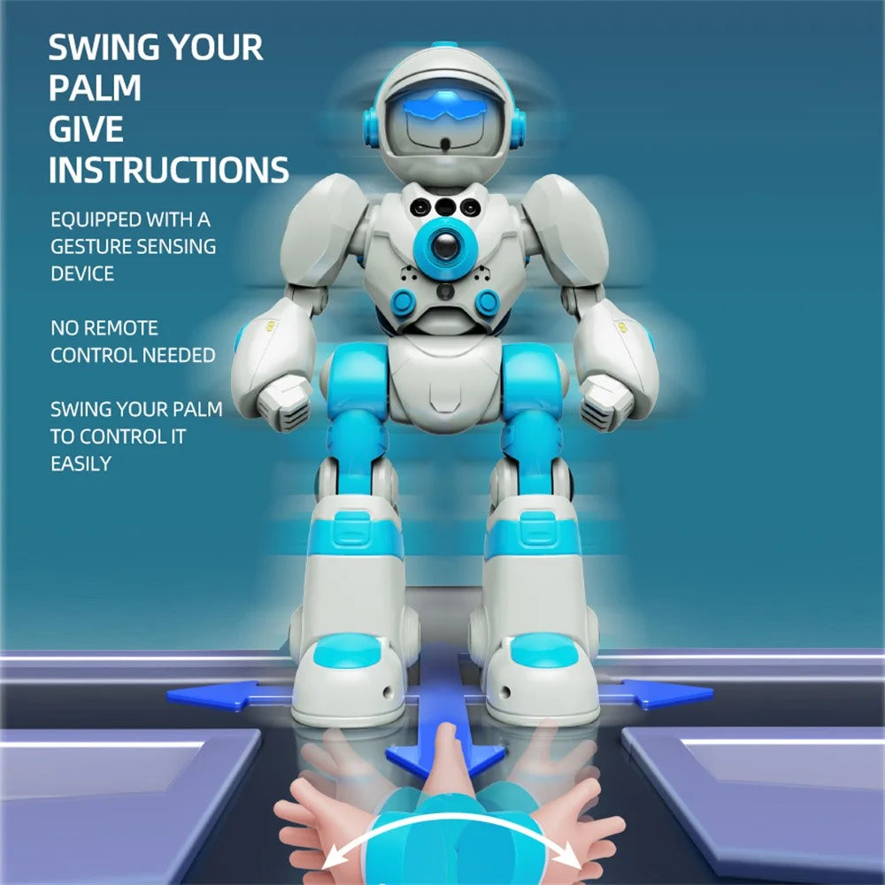 BG1545 AI Voice Control Robot for Kids Remote Control Programmable Gesture Sensing Dancing Light Sound Interactive Educational Toy - Blue - 4