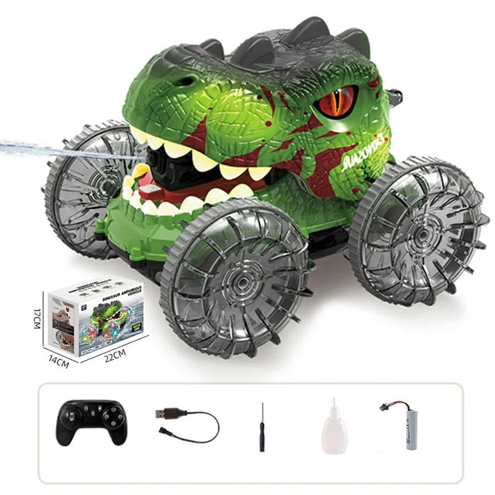 YL-125 2.4G RC Amphibious Dinosaur Car 360 Degree Rotation 4WD Stunt Vehicle with Water Spray Crawler Toy - Green - 7