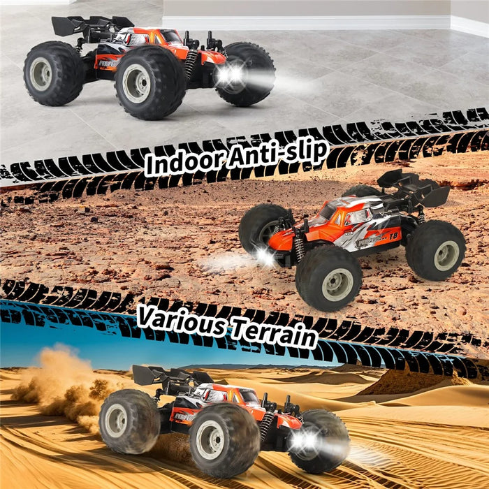 KY-S208B High Speed Drift Remote Control Off-Road Vehicle 1:18 RC Racing Car with LED Headlights - Orange - 4