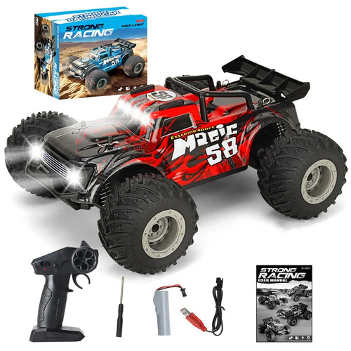 KY-S210B 1:18 RC Car with Front and Roof LED Light Remote Control High Speed Drift Off-Road Vehicle - Red - 1