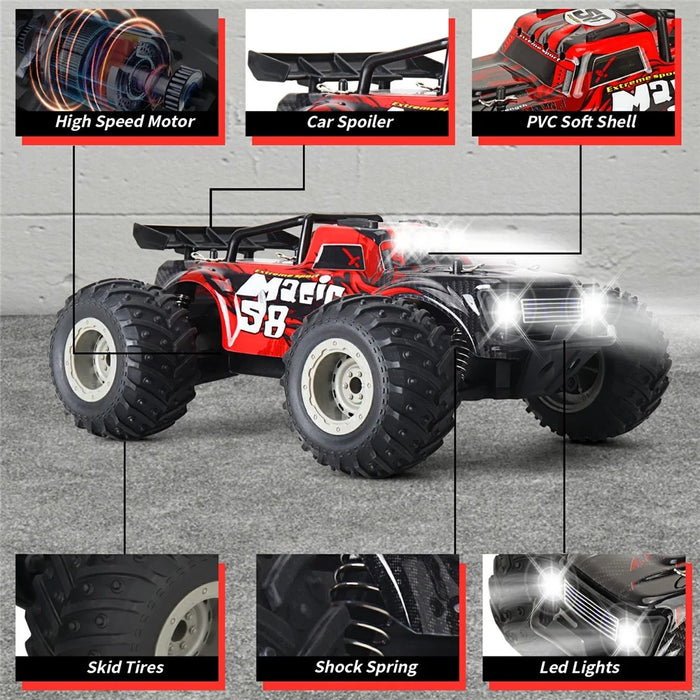 KY-S210B 1:18 RC Car with Front and Roof LED Light Remote Control High Speed Drift Off-Road Vehicle - Red - 6