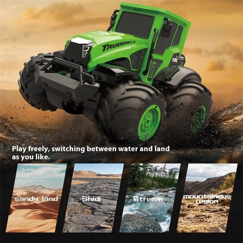 BG1551 2.4G RC Amphibious Farmer Car 4WD Off-Road Vehicle Waterproof Remote Control Toy Model - Green - 4