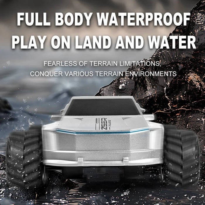 Q212 4WD Amphibious 2.4G RC Car 360 Degree Rotation Off Road Vehicle with Remote Control, 1 Battery - Silver - 3