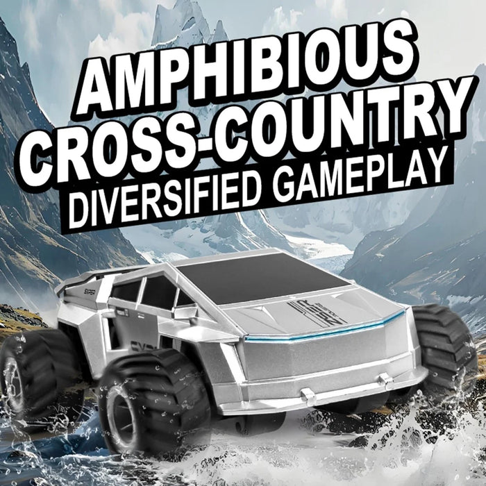 Q212 4WD Amphibious 2.4G RC Car 360 Degree Rotation Off Road Vehicle with Remote Control, 1 Battery - Silver - 4