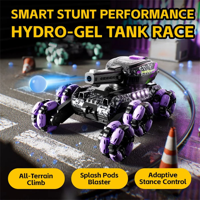4DRC 4D-Y13 Water Bomb Launcher Dual Control 6 Wheel Drive RC Stunt Tank Children Gift, with 1 Battery - Purple - 3