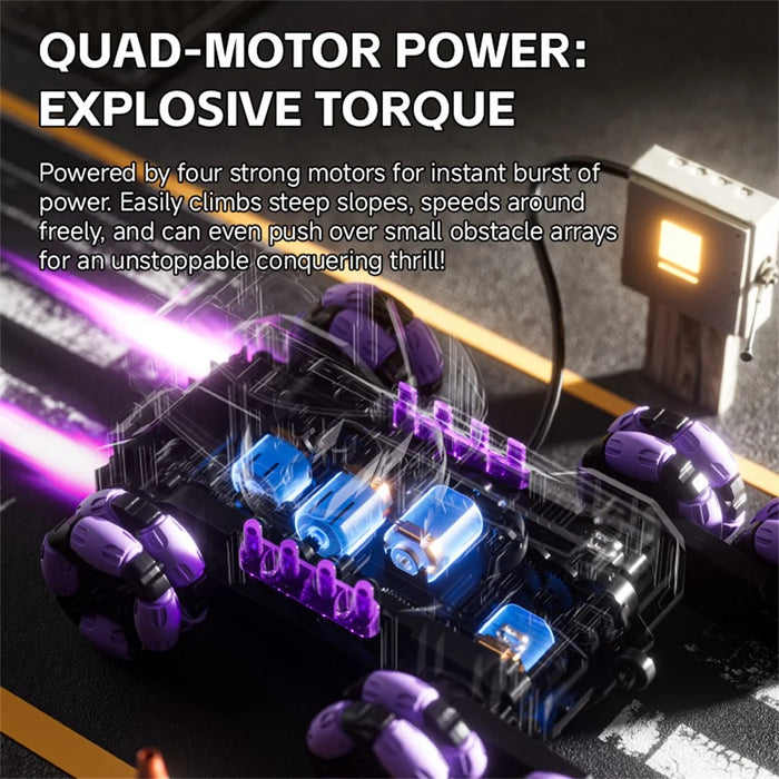 4DRC 4D-Y13 Water Bomb Launcher Dual Control 6 Wheel Drive RC Stunt Tank Children Gift, with 2 Batteries - Purple - 6