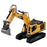 4DRC 4D-E1 3 in 1 Alloy 100m Remote Control Excavator Toy 2.4G RC Excavator Kids Gift with Light / Spray / Sound Effects Double Battery - Yellow - 2
