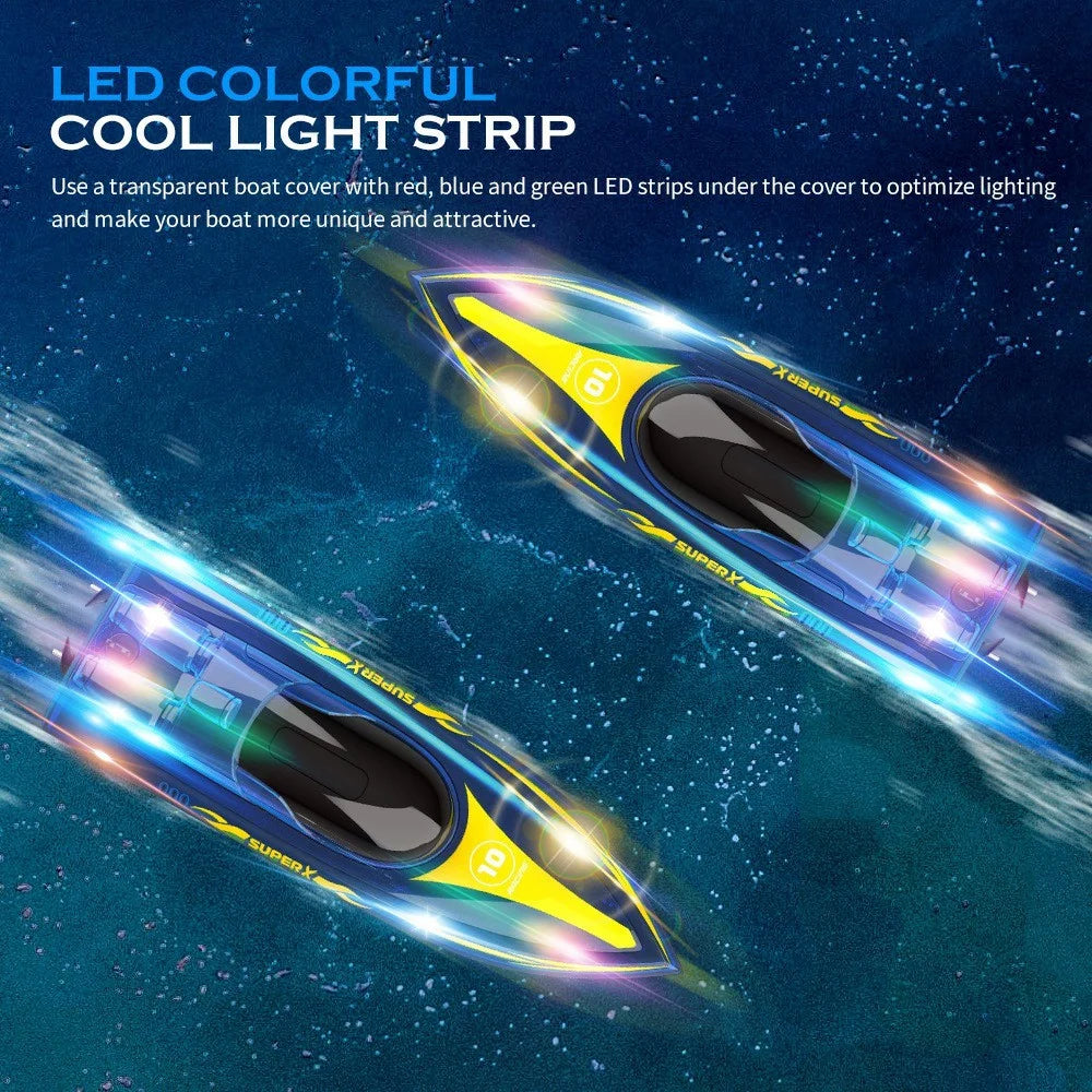 V555 2.4G RC Boat with 1 Battery High Speed Remote Control Racing Speedboat with LED Light for Children Toy - Blue - 3
