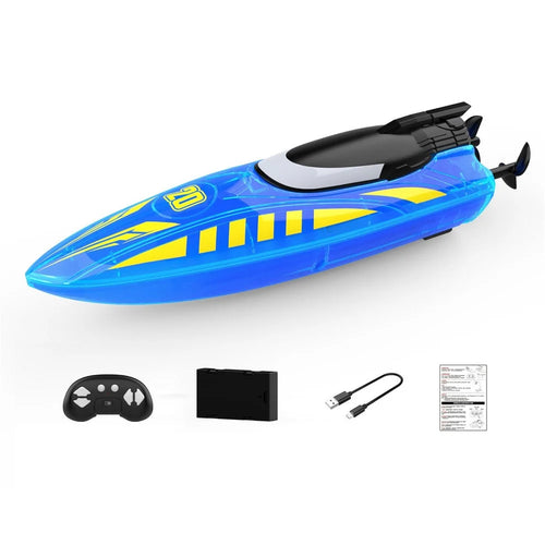 V777 2.4G Remote Control Stunt Boat Toy with 1 Battery High Speed Electric RC Boat with RGB LED Light for Children - Blue - 1