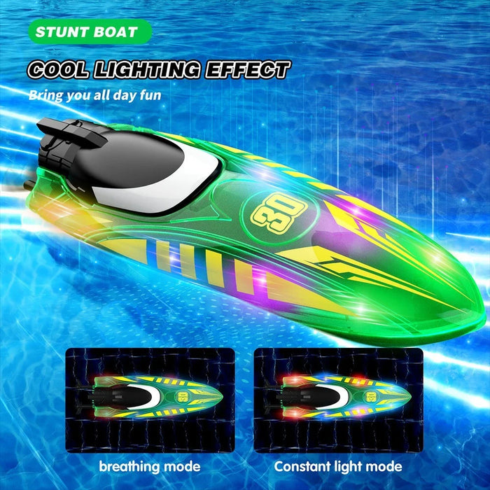 V777 2.4G Remote Control Stunt Boat Toy with 1 Battery High Speed Electric RC Boat with RGB LED Light for Children - Blue - 3
