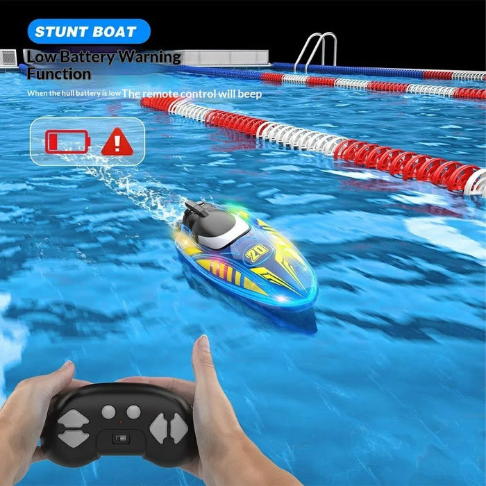 V777 2.4G Remote Control Stunt Boat Toy with 1 Battery High Speed Electric RC Boat with RGB LED Light for Children - Blue - 5