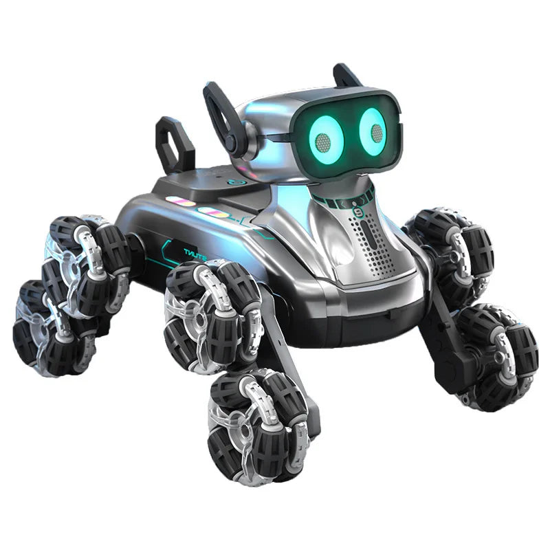8WD Remote Control Robot Dog Stunt Mechanical Dog Toy with Light and Sound Kids Gift - Silver - 1