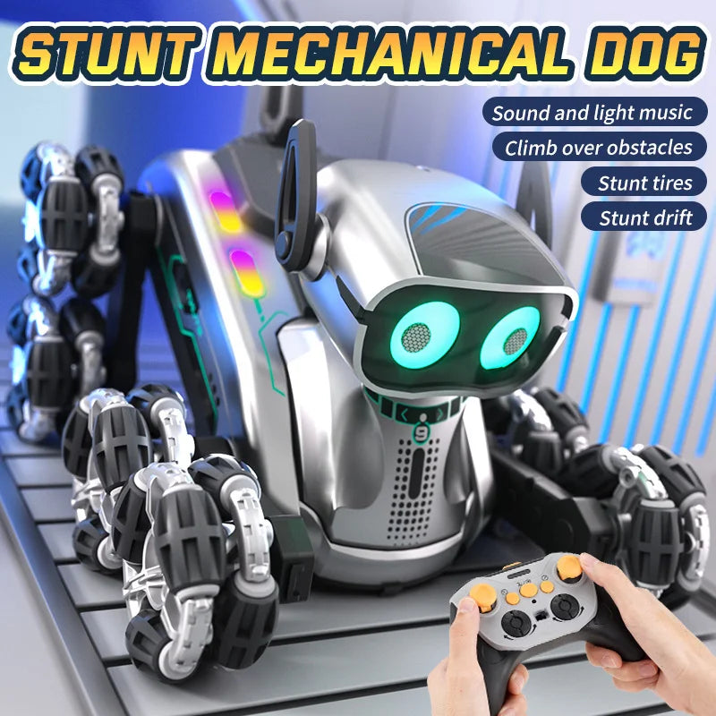 8WD Remote Control Robot Dog Stunt Mechanical Dog Toy with Light and Sound Kids Gift - Silver - 3