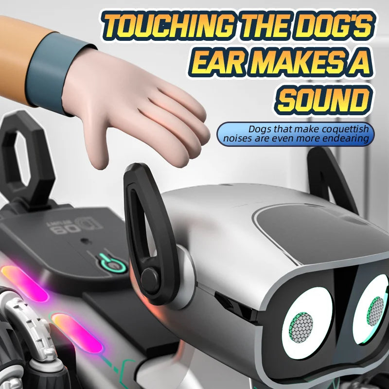 8WD Remote Control Robot Dog Stunt Mechanical Dog Toy with Light and Sound Kids Gift - Silver - 4