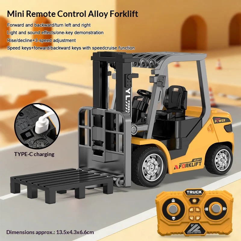 1:64 Mini RC Forklift with Light and Sound Variable Speed Remote Control Forklift Children Toy - 2
