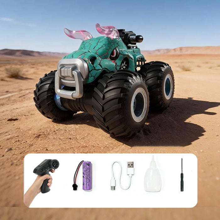 YL-134 2.4GHz Remote Control Bull Stunt Car Off-road Vehicle Boy Girl RC Toy with Water Mist Spray / Light - Bull / Blue - 2