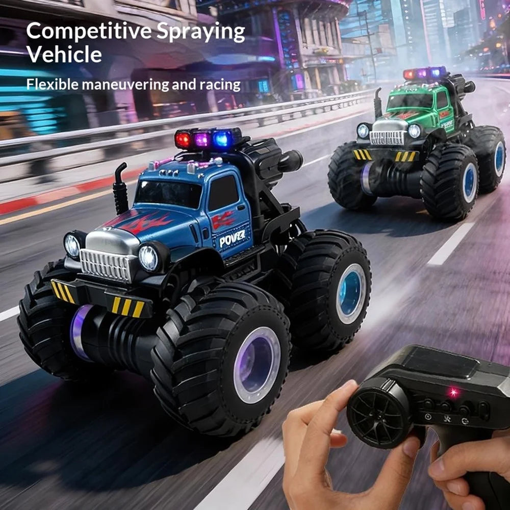 YL-131 2.4GHz Remote Control Stunt Car Off-road Vehicle Boy Girl RC Toy with Water Mist Spray / Light - Tractor Truck / Blue - 3