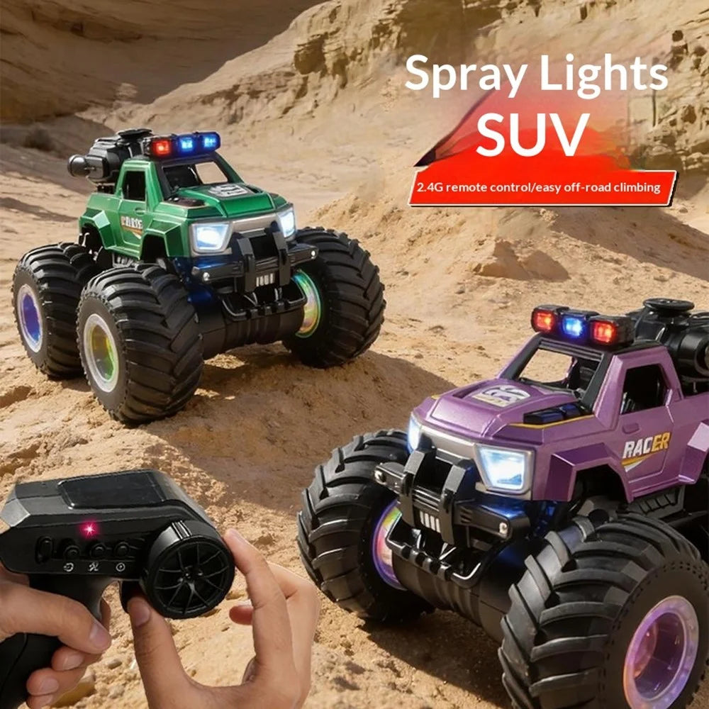 YL-131 2.4GHz Remote Control Stunt Car Off-road Vehicle Boy Girl RC Toy with Water Mist Spray / Light - Tractor Truck / Blue - 4