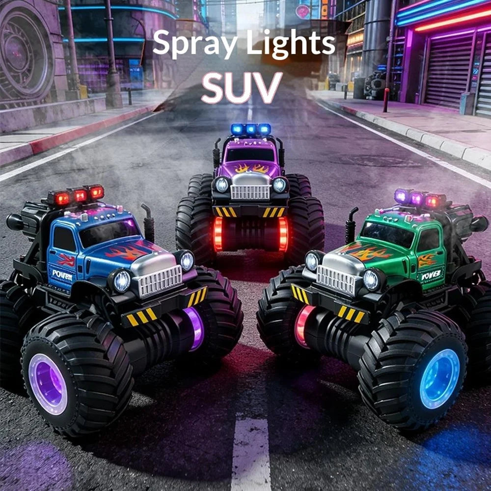 YL-131 2.4GHz Remote Control Stunt Car Off-road Vehicle Boy Girl RC Toy with Water Mist Spray / Light - Tractor Truck / Blue - 5