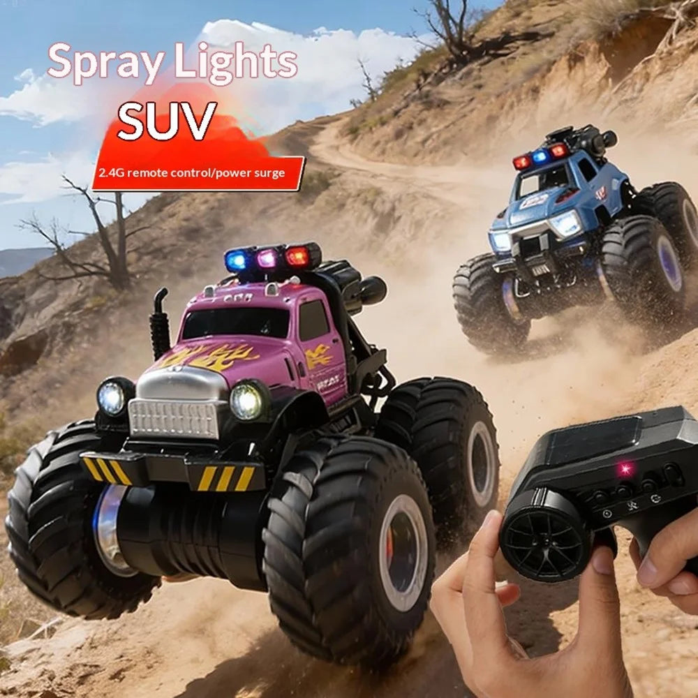 YL-131 2.4GHz Remote Control Stunt Car Off-road Vehicle Boy Girl RC Toy with Water Mist Spray / Light - Tractor Truck / Blue - 7