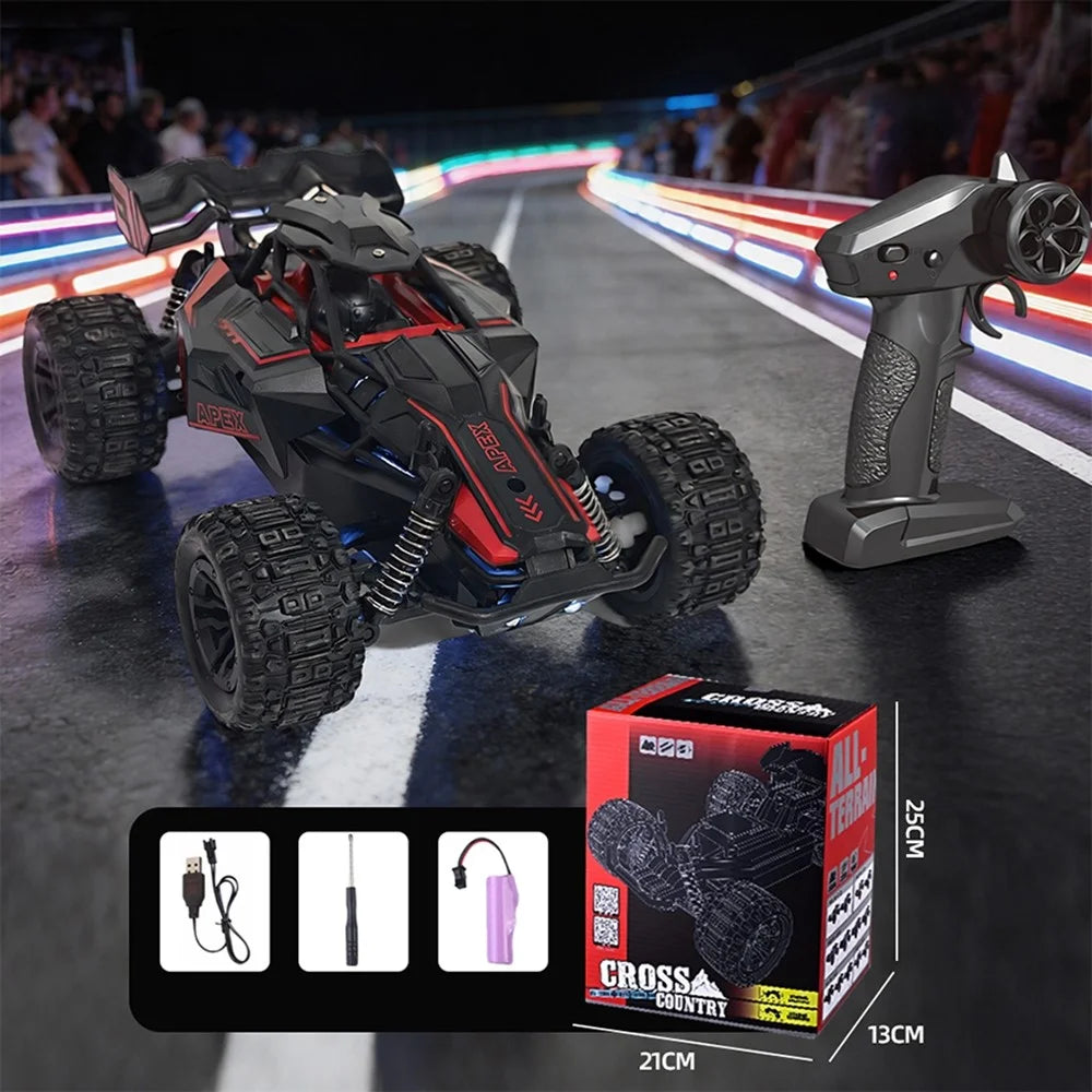 YL-142 2.4GHz Remote Control Off-Road RC Car Electric Racing Buggy Drift Vehicle with LED Lights Kids Toy - Red / Black - 2