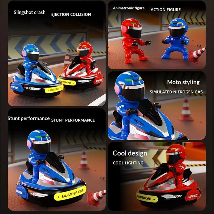 JXH111-429A 2Pcs 2.4G Remote Control Battle Bumper Car Parent-Child Interactive Car Toy - Red + Blue - 6