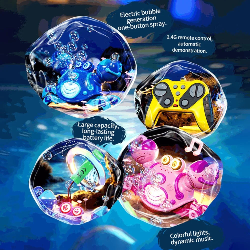 Q227 Remote Control Mecha Crab Robot 2.4G Spray Bubble RC Toy 360° Rotation LED Lights Music for Kids - Pink - 2