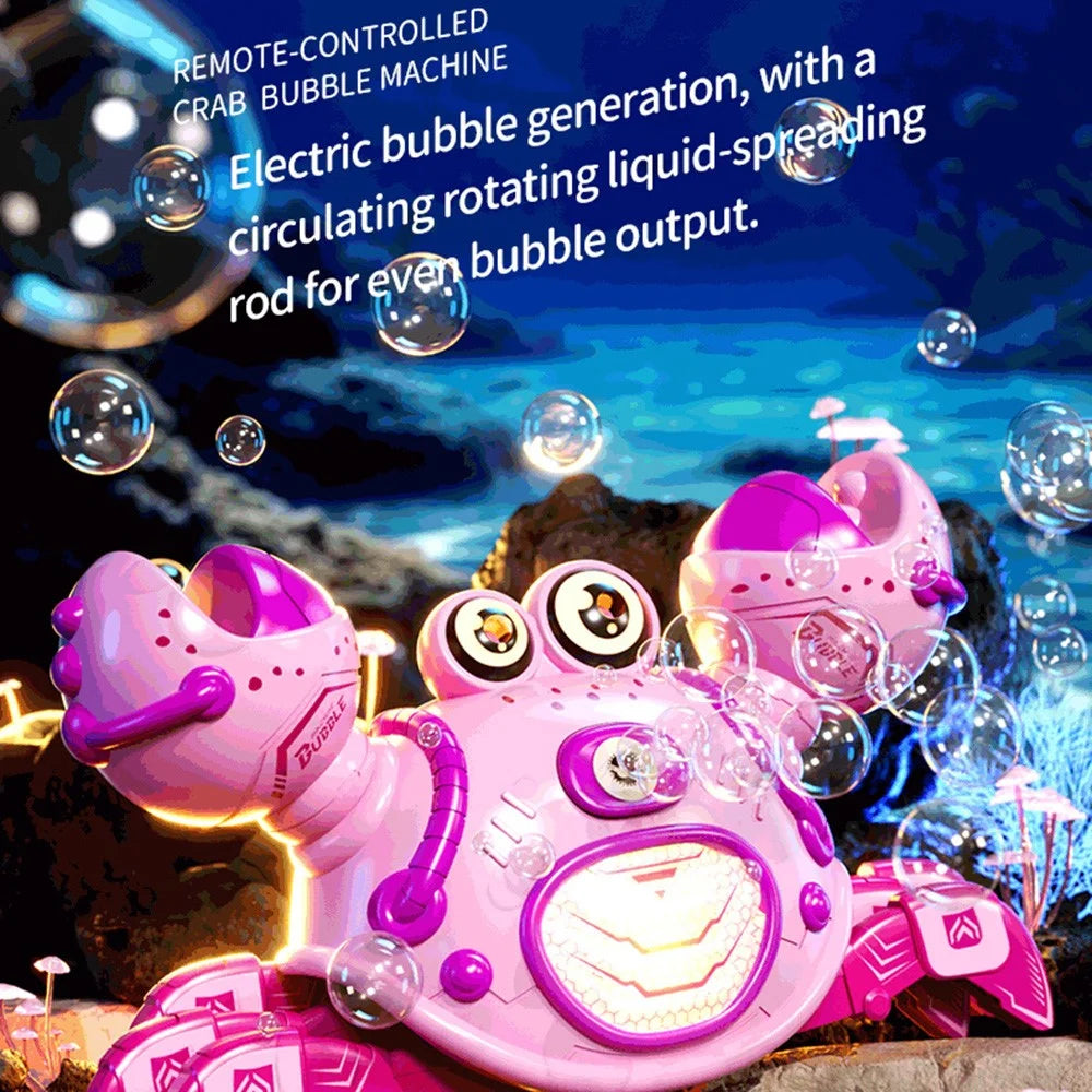 Q227 Remote Control Mecha Crab Robot 2.4G Spray Bubble RC Toy 360° Rotation LED Lights Music for Kids - Pink - 3