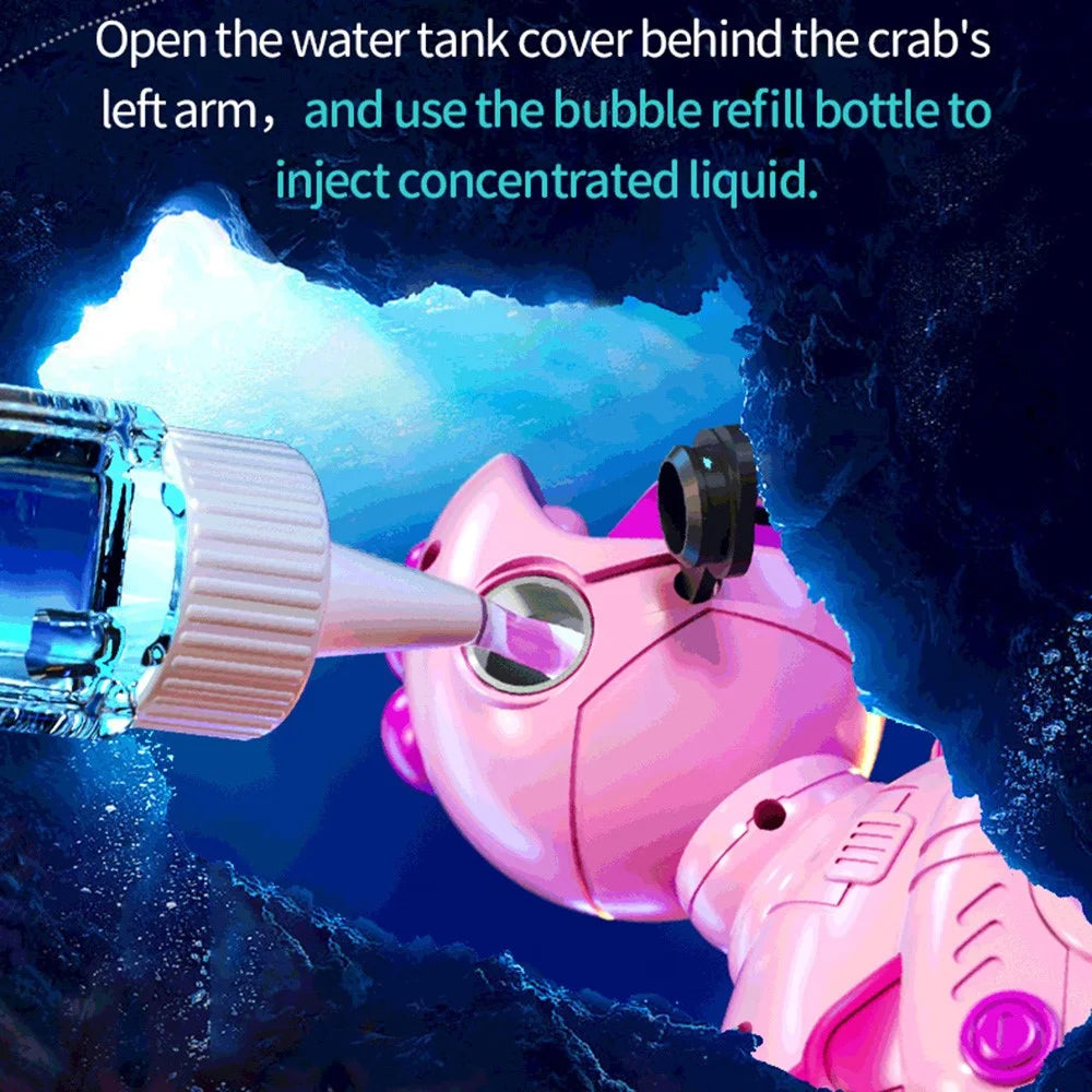 Q227 Remote Control Mecha Crab Robot 2.4G Spray Bubble RC Toy 360° Rotation LED Lights Music for Kids - Pink - 4