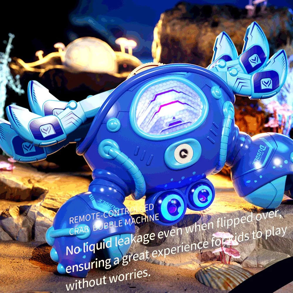 Q227 Remote Control Mecha Crab Robot 2.4G Spray Bubble RC Toy 360° Rotation LED Lights Music for Kids - Pink - 7