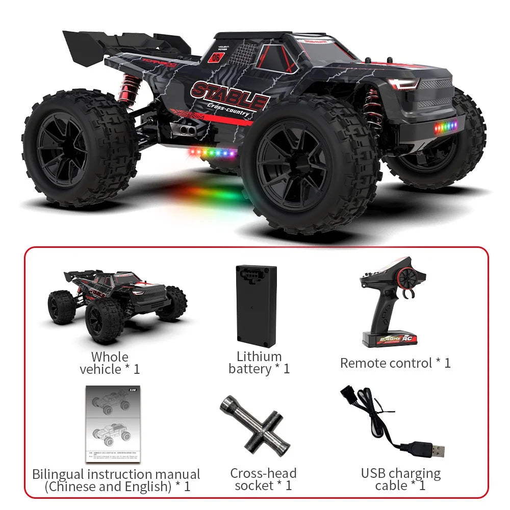 C8831 1:14 RC Car 4WD 35km/h High Speed All Terrain Drift Climbing Off Road Vehicle with Dual LED Light - Red - 6