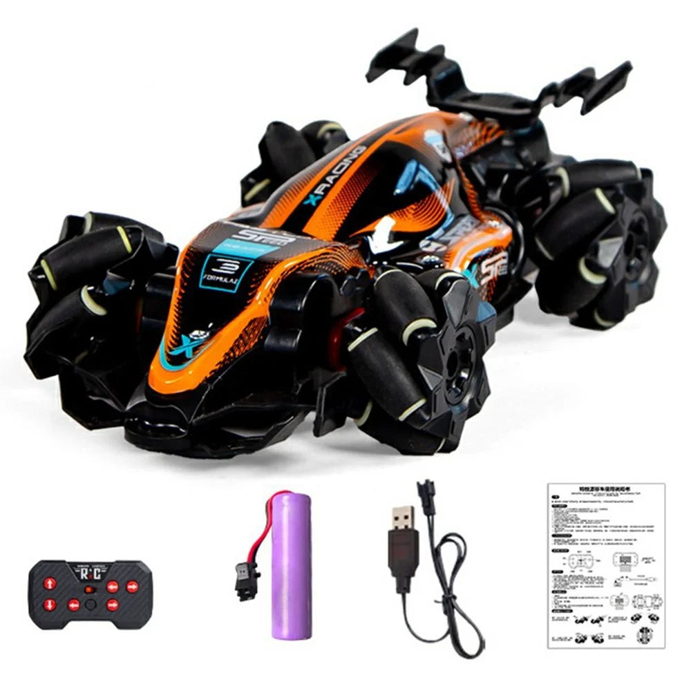 Q239 RC Stunt Car 360 Degrees Rotation Drift Formula Electric Car Toy 2.4G Remote Control Toy for Kids Adults - Orange - 1
