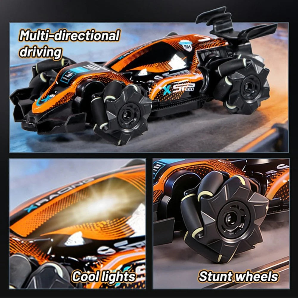 Q239 RC Stunt Car 360 Degrees Rotation Drift Formula Electric Car Toy 2.4G Remote Control Toy for Kids Adults - Orange - 2