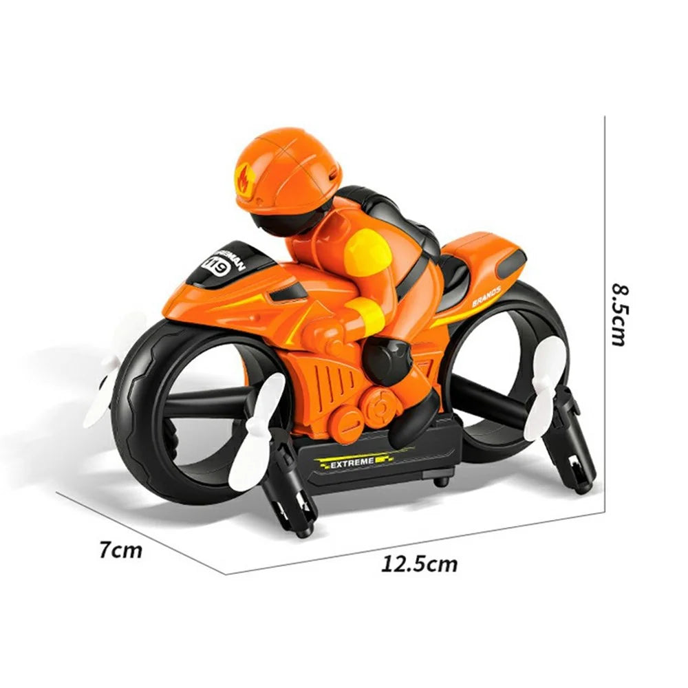 H141 2 in 1 Flying Motorbike RC Toy Land Air Dual Mode 7-Color LED Lights 2.4G Remote Control Motorcycle Toy - Blue - 5