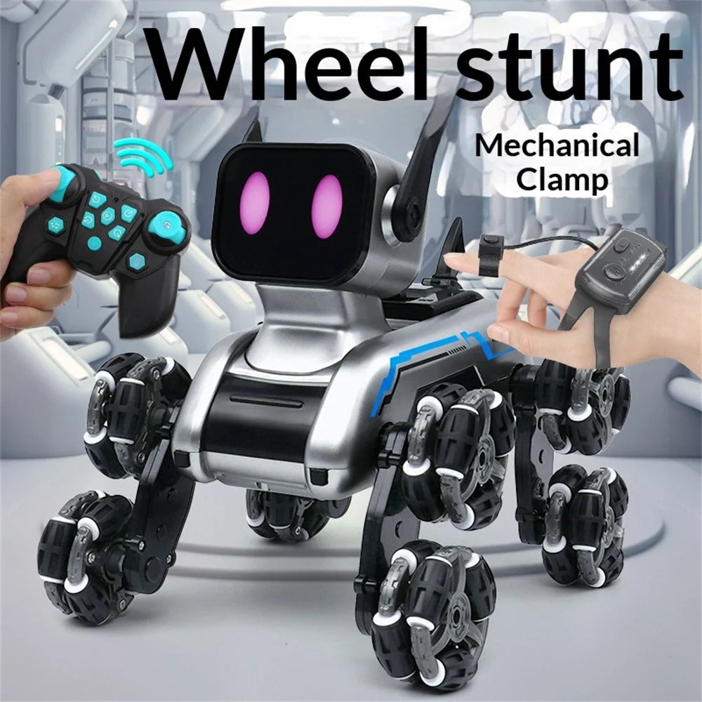 8-Wheel Stunt Robot Dog with LED Light and Music Spray Drift Remote Control Dog Toy for Kids - 3