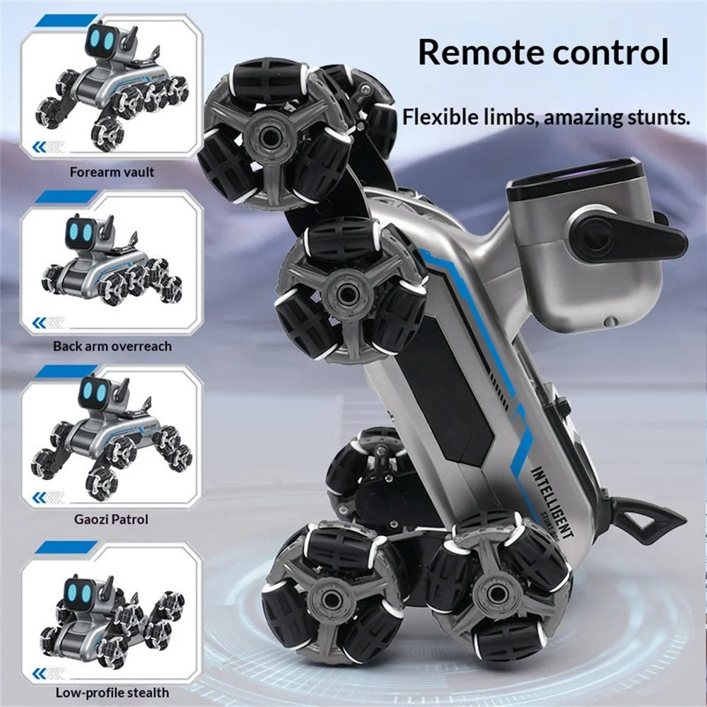 8-Wheel Stunt Robot Dog with LED Light and Music Spray Drift Remote Control Dog Toy for Kids - 4