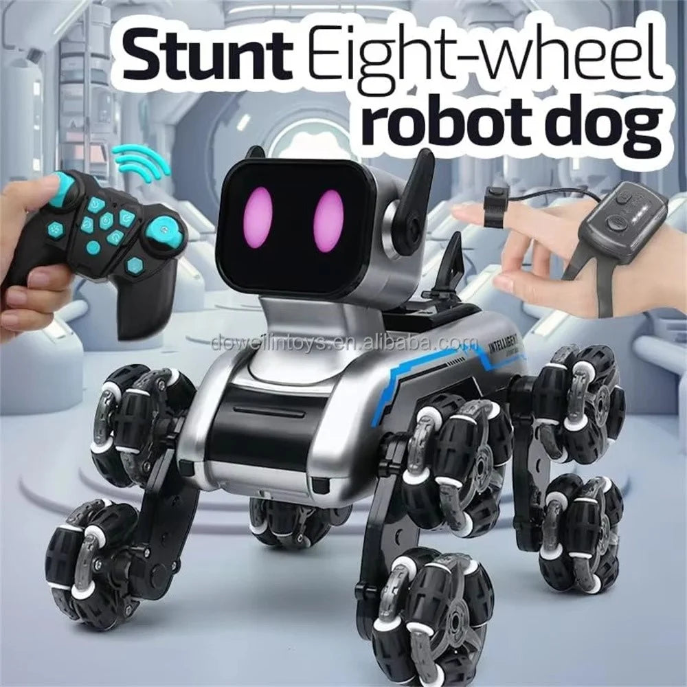 8-Wheel Stunt Robot Dog with LED Light and Music Spray Drift Remote Control Dog Toy for Kids - 7