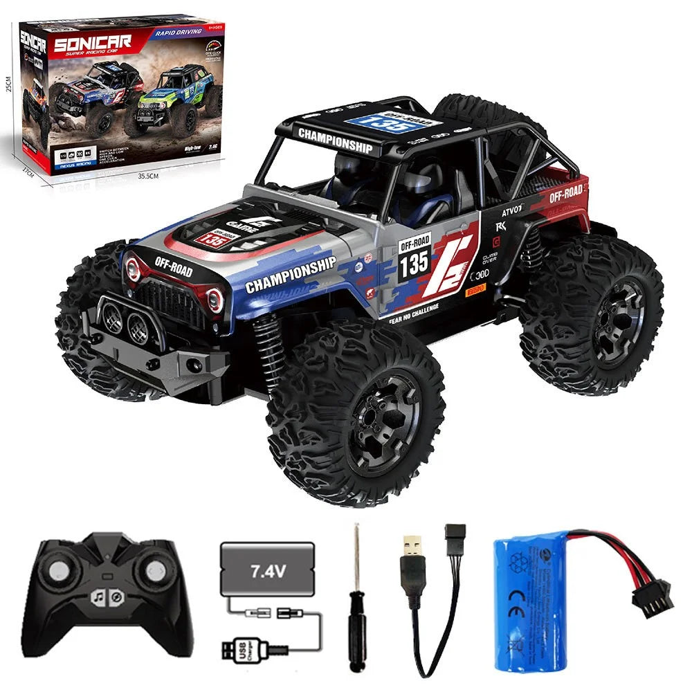 UJ99-Y121 1:12 Scale RC Car 2.4G Remote Control Off-Road Climbing Vehicle with Music Climbing Monster Truck for Kids - Blue - 1