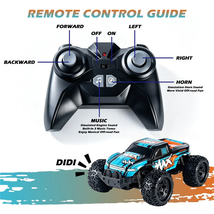 UJ99-Y122 RC Car 1:12 Scale Off-Road Remote Control Climbing Car 2.4G High Speed 18KM / H Music LED Monster Truck for Kids - Blue - 5