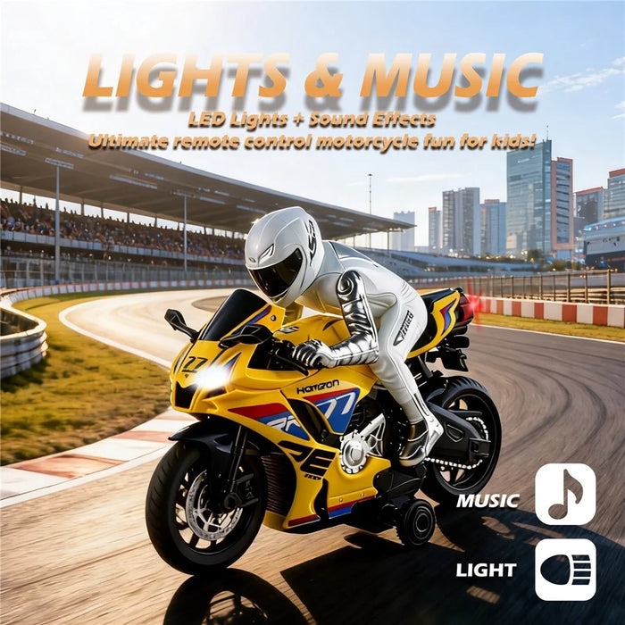 UJ99-MT05 1 / 8 Scale RC Motorcycle 2.4G Remote Control Motorbike RC Toy with LED Light Sound for Kids - Yellow - 2