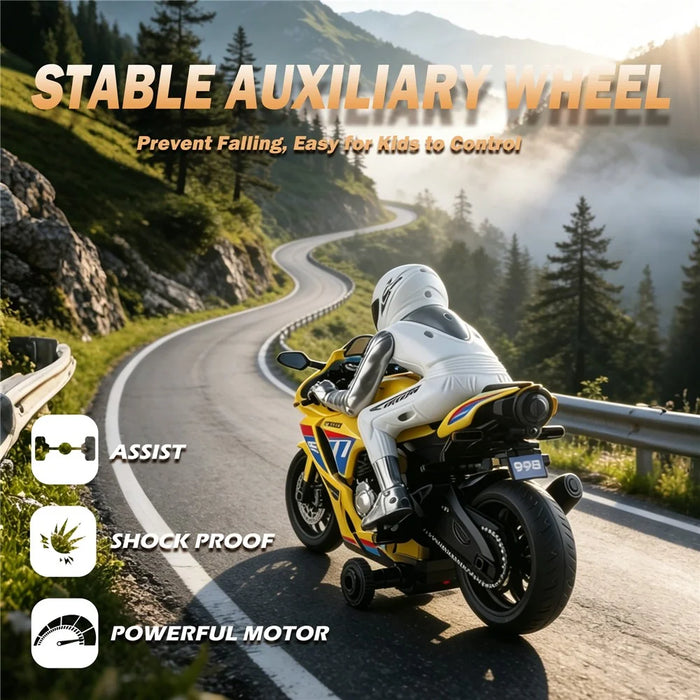 UJ99-MT05 1 / 8 Scale RC Motorcycle 2.4G Remote Control Motorbike RC Toy with LED Light Sound for Kids - Yellow - 3