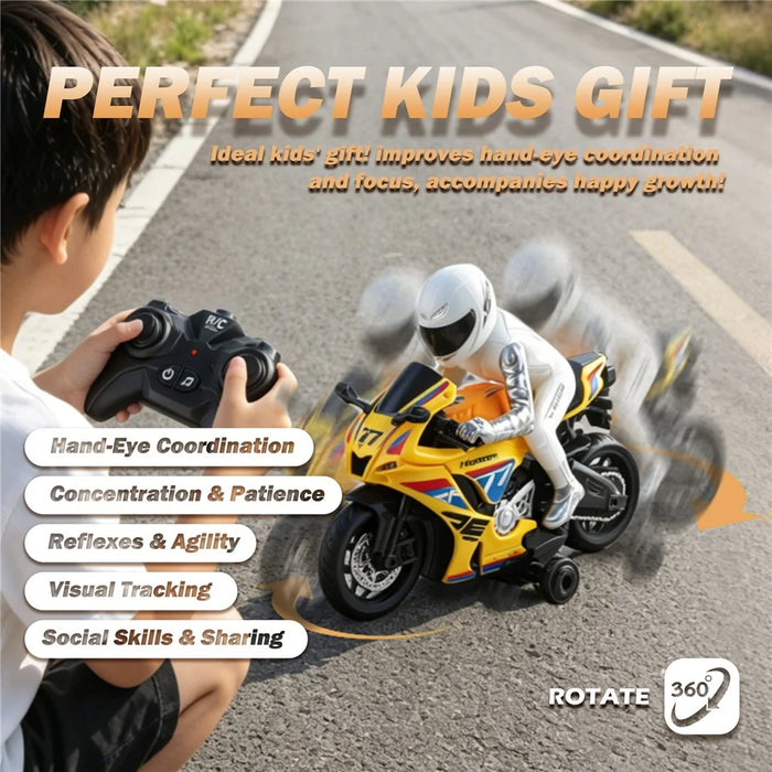 UJ99-MT05 1 / 8 Scale RC Motorcycle 2.4G Remote Control Motorbike RC Toy with LED Light Sound for Kids - Yellow - 4