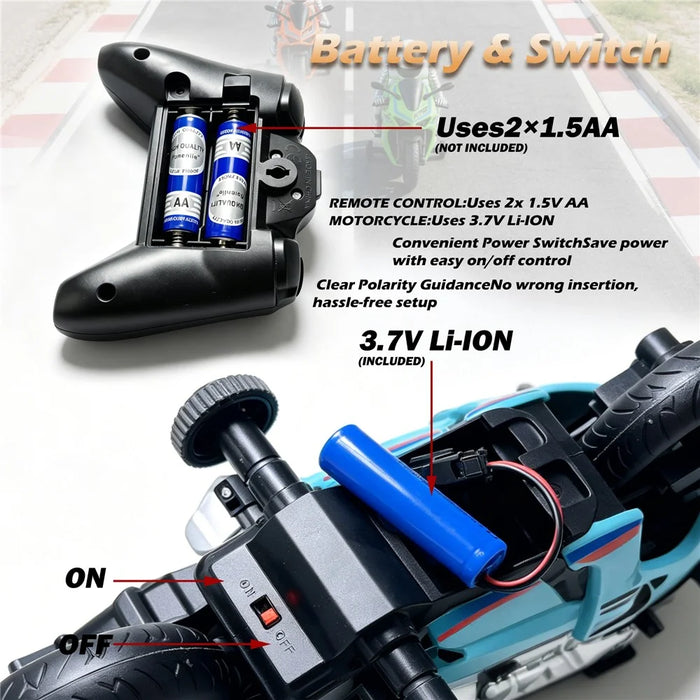 UJ99-MT05 1 / 8 Scale RC Motorcycle 2.4G Remote Control Motorbike RC Toy with LED Light Sound for Kids - Yellow - 6