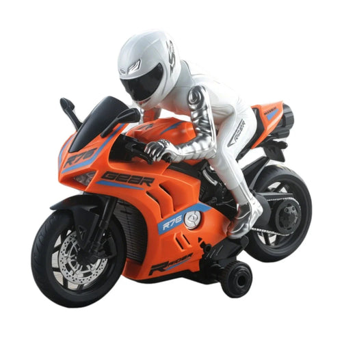 UJ99-MT06 1:8 Scale RC Motorcycle 2.4GHz Remote Control 360° Rotate LED Lights Sound Motorbike RC Toy for Kids - Orange - 1