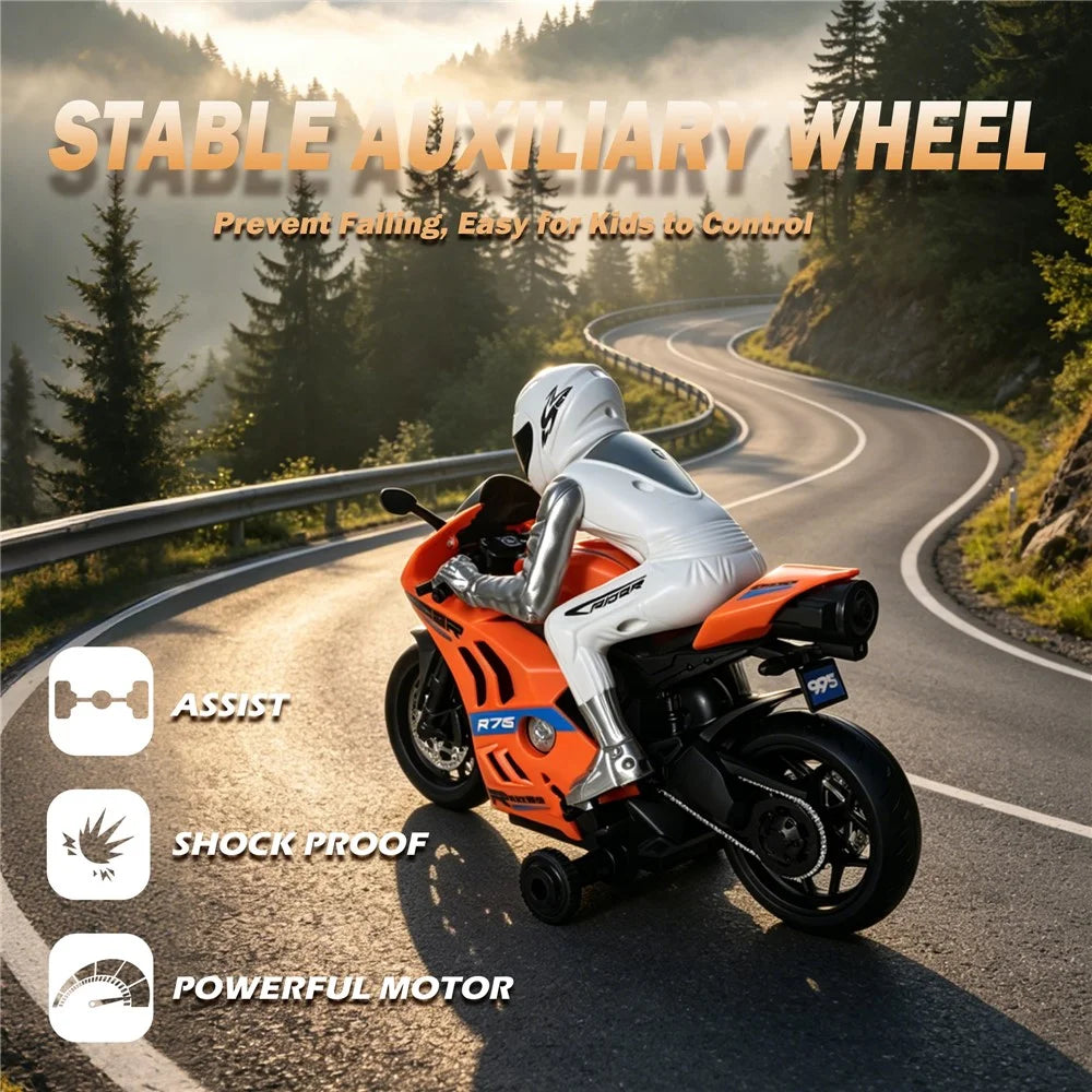 UJ99-MT06 1:8 Scale RC Motorcycle 2.4GHz Remote Control 360° Rotate LED Lights Sound Motorbike RC Toy for Kids - Orange - 3