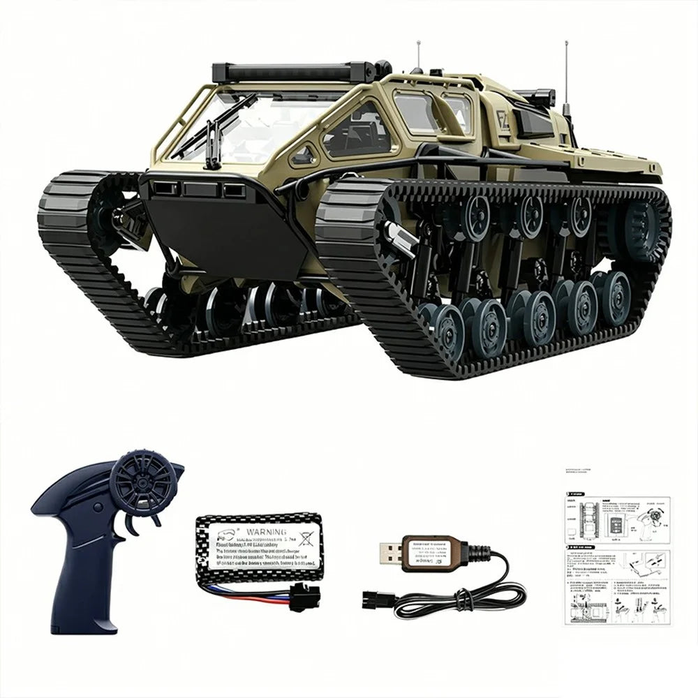 C8812 RC Tracked Tank Car 2.4G Remote Control 360 Degree Rotation 13 Light Modes Remote Control Stunt Car Toy - Desert Yellow - 1