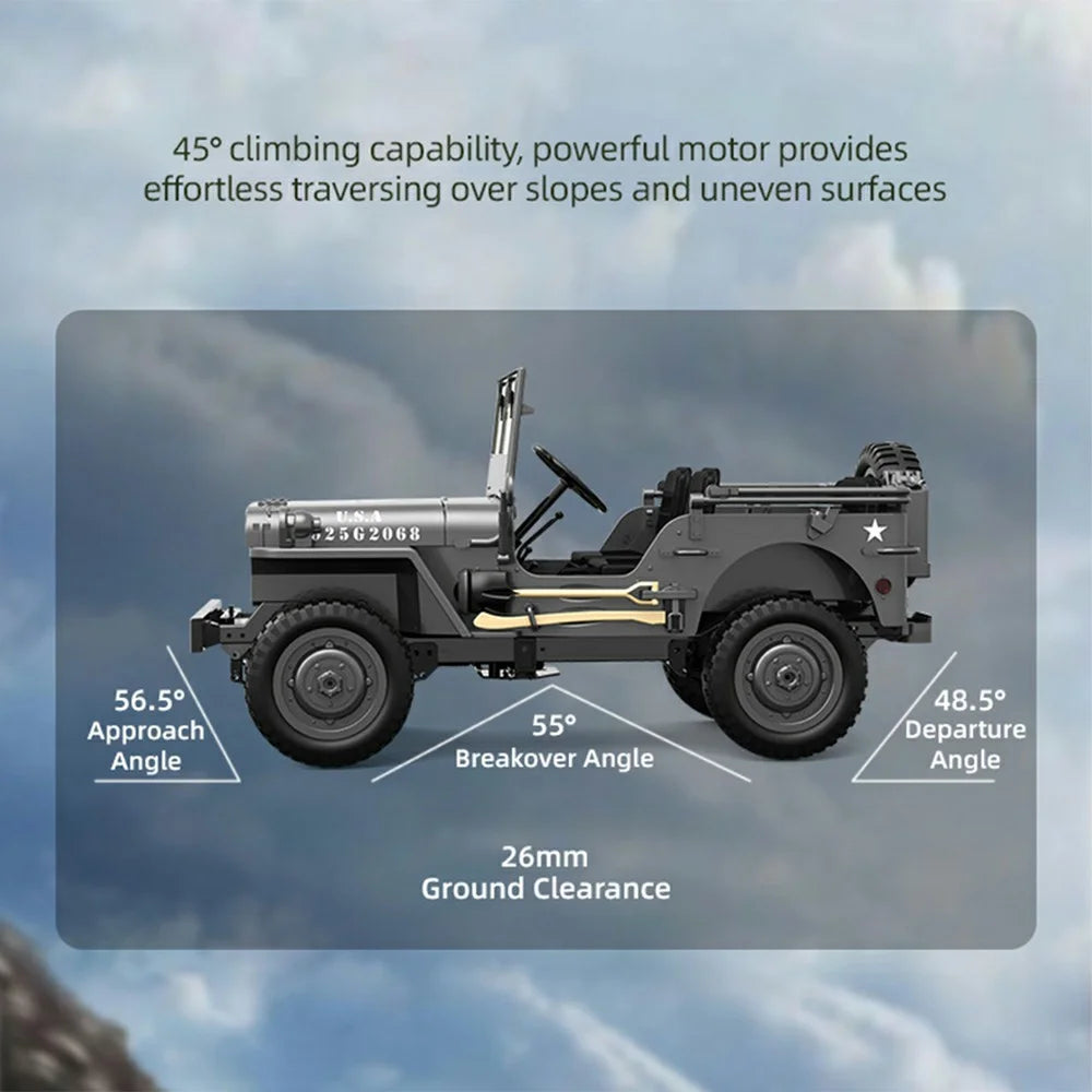C8815 1:10 Scale RC Military Jeep 4WD Off-Road Vehicle 2.4G Remote Control LED Lights Climbing Car for Outdoor - Army Green - 3