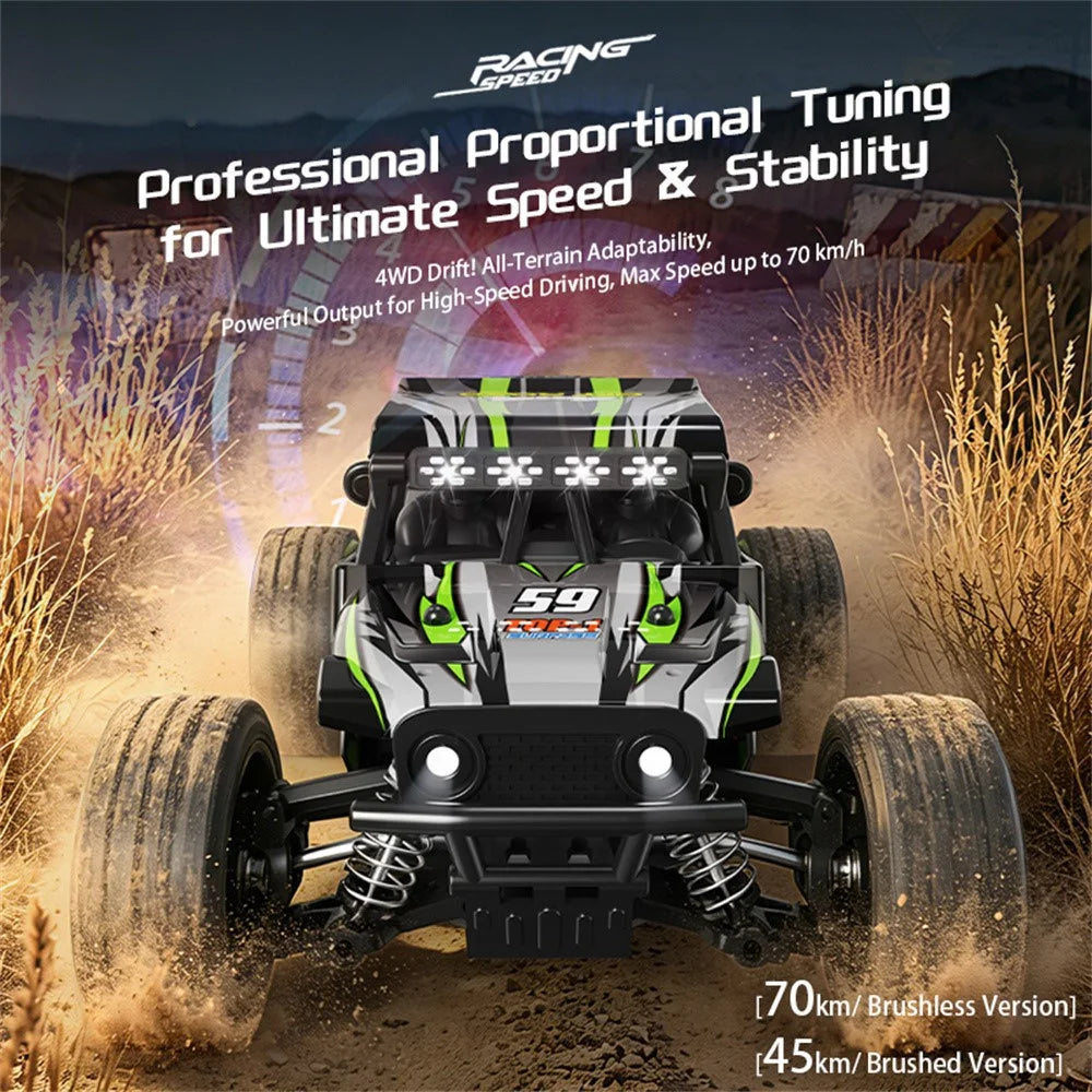 C59 Brushed Motor 1:18 Scale Off-Road RC Car with Single Battery 2.4G Remote Control 45km / h High Speed Racing Climbing Vehicle for Outdoor - Green - 2