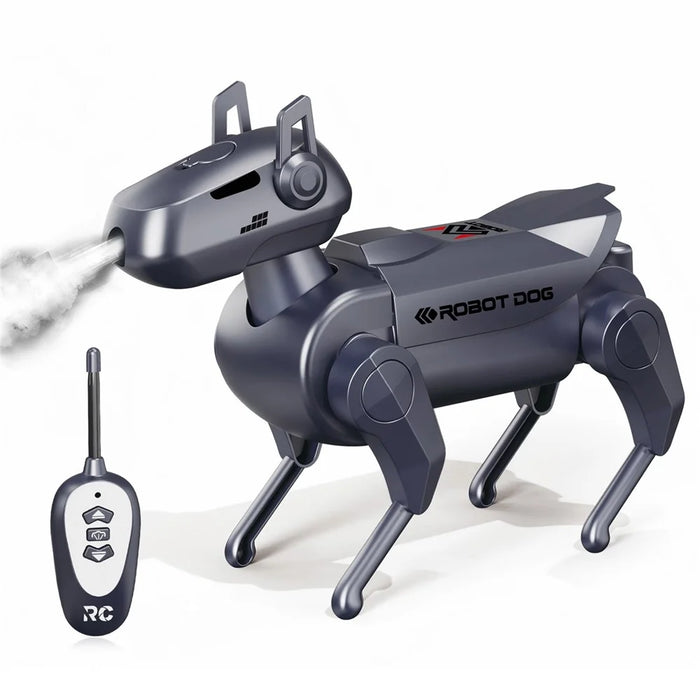 1028K-1 Kids Remote Control Spray Robot Dog Electronic Walking Mechanical Pet Toy With LED Light - Black - 1